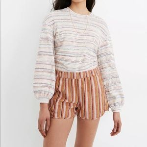 Madewell Linen-Cotton Pull-On Shorts in Rainbow Stripe
